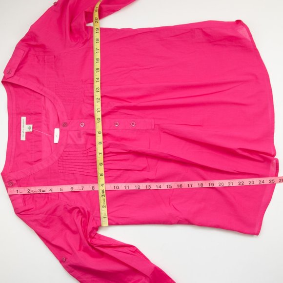 Banana Republic Shirt Cotton Blouse Quarter Sleeve Bright Pink Size Medium New - Picture 6 of 6